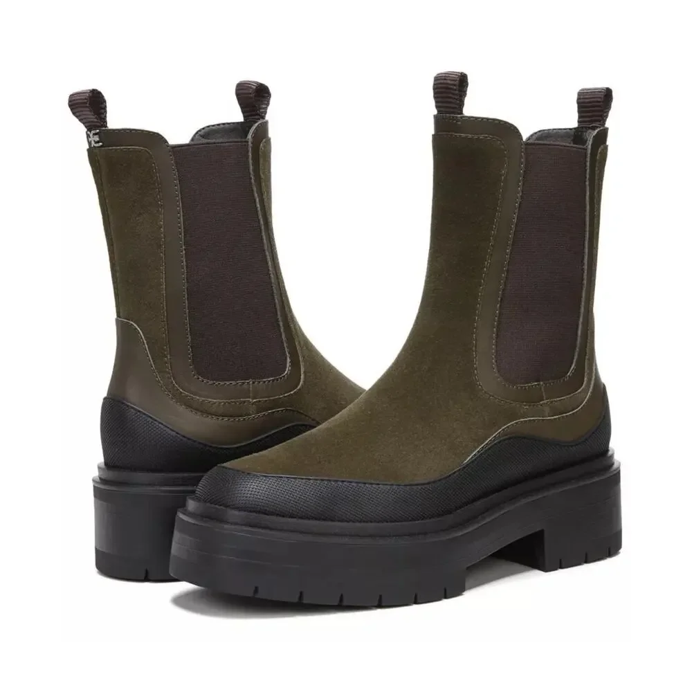 Sam Edelman Lulia Leather Suede Chelsea Lug Sole Platform Combat Boots 7.5 NWT